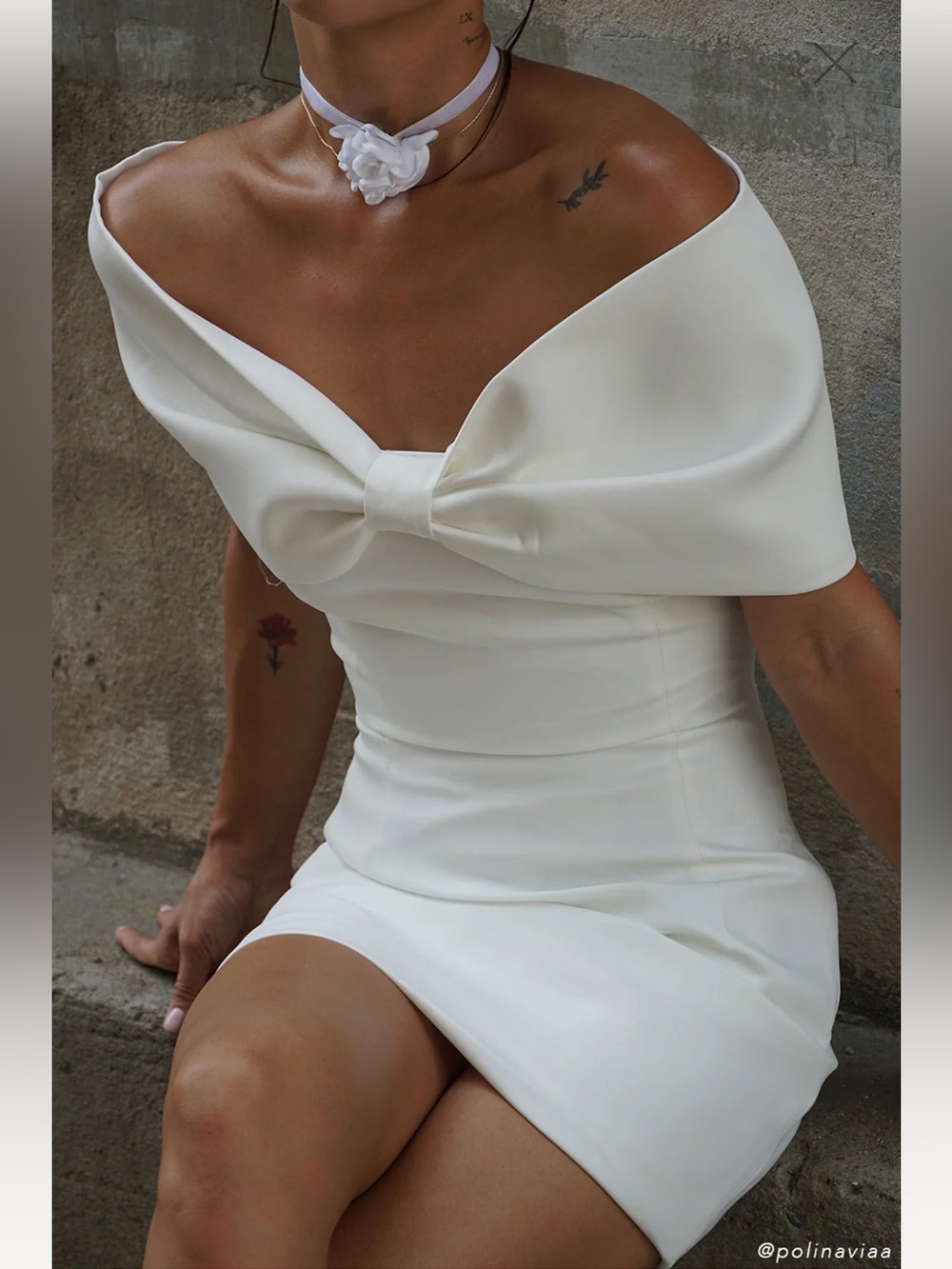 Gwyneth Off Shoulder Bow Mini Dress